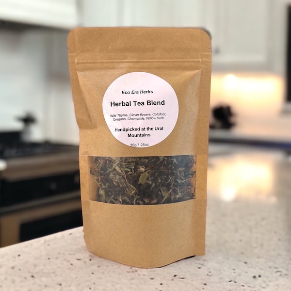 Herbal Tea Mix Handmade Fermented Herbal Tea Coltsfoot, Oregano, Clover, Chamomile Tea from South Ural 35g