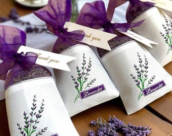 Wedding Lavender Sachets Bulk | Satin Lavender Favors for Guests, Bridal Shower Decor