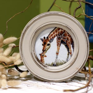 Beige round picture frame, Small wooden frame for picture, Decorative circle photo frame, Wall hanging picture frame with glass &quot;Budapest&quot;