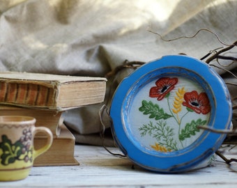 Round picture frame, vintage finish frame, wooden photo frame, wall decor frame, farmhouse decor frame, round frame, handmade frame "Brugge"
