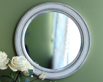 White round mirror Vintage mirror Vanity mirror, Shabby mirror Circle mirror Wood mirror Rustic mirror Decorative mirror "Old Venice"