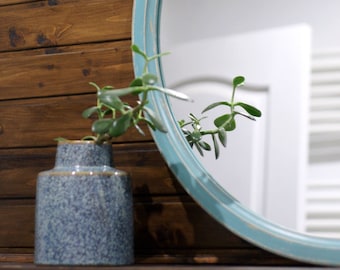 Modern round mirror for bathroom, Rustic circle mirror, Wood vanity mirror, Scandinavian wall mirror for living room, Bedroom wooden mirror