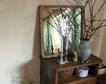 Modern wall mirror from solid wood frame, Large wooden mirror for Living room, hallway, entryway, mirror, Scandinavian vintage wooden mirror
