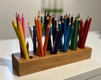 Pen holder handcrafted solid wood, Pencil organizer, Wood organizer for desk, Wood desk storage, Pencil cup, Pencil holder for classroom