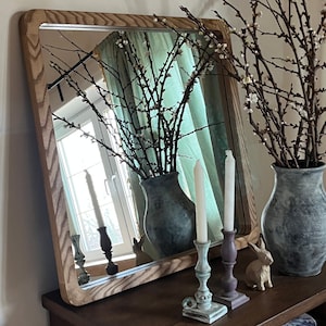 Modern wall mirror solid wood frame, Large bathroom mirror, Living room wood mirror, Wood frame hallway mirror, Solid walnut entryway mirror
