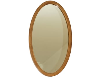 Espejo ovalado grande para salón y pasillo. Espejo de pared para baño con marco de madera. Espejo de pared ovalado de los años 60. Espejo decorativo para entrada "Tiller".