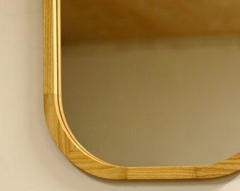 Modern wall mirror with solid wood frame, Art deco living room mirror, Large entryway decorative mirror, Vintage style hallway wall mirror