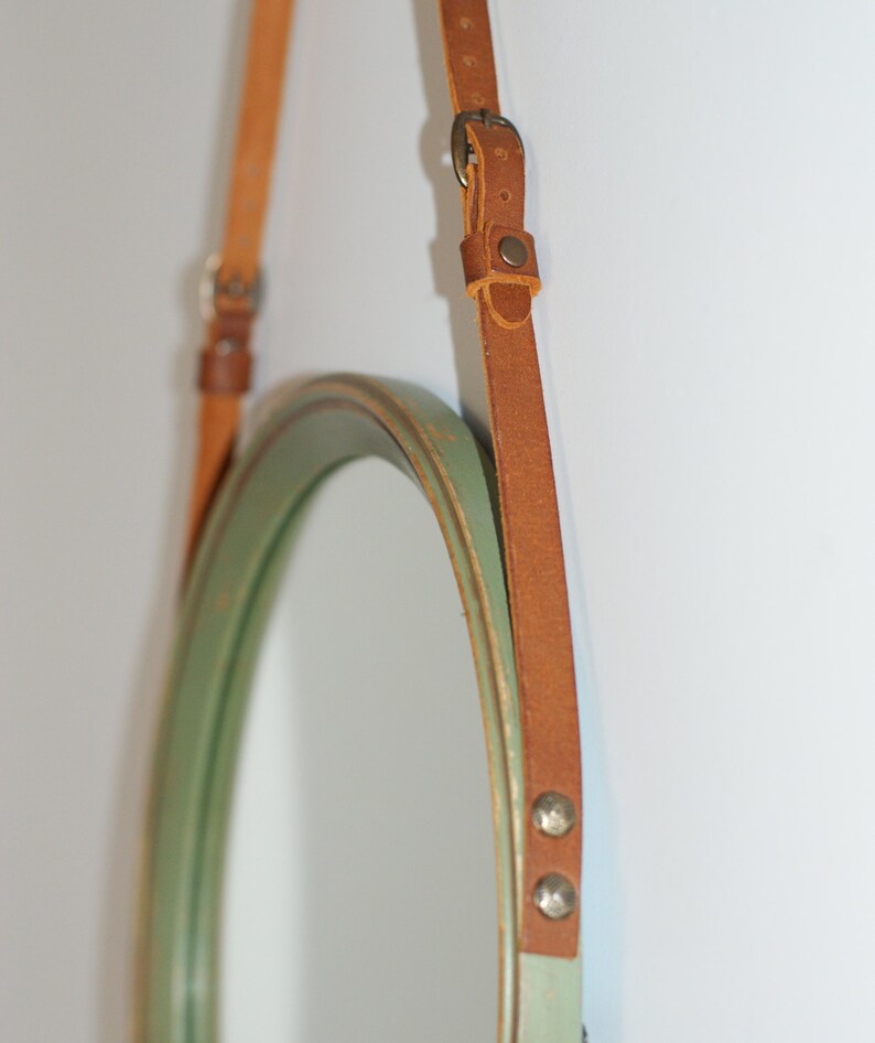 Unique Leather Strap Mirror Amsterdam / Circle Etsy