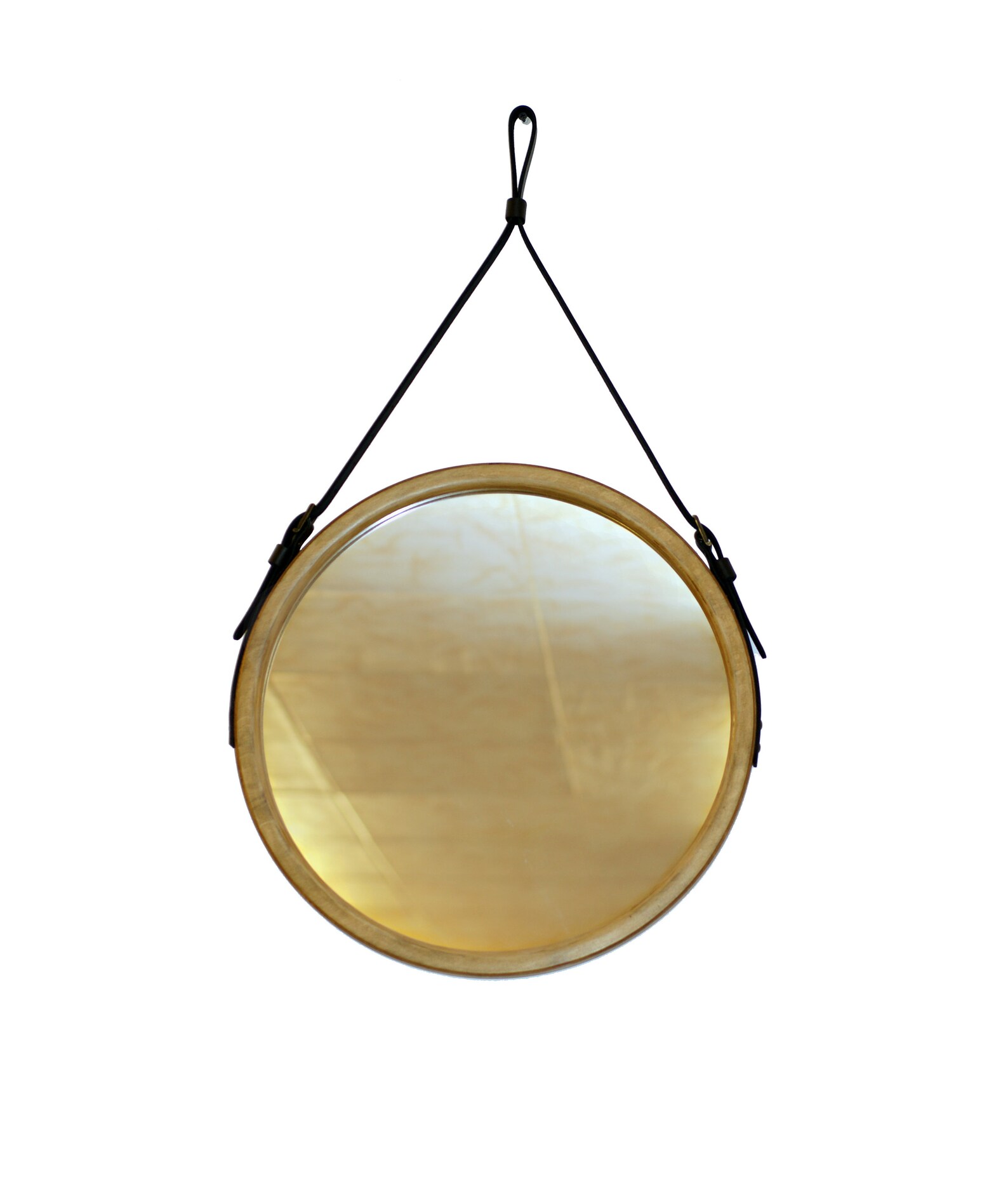 Round Mirror Strap Wall Mirror Leather Circle Mirror Etsy