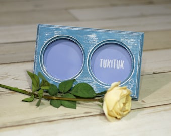 Rustic picture frame, Distressed frame, Wood wedding frame, Double photo wall frame, Barnwood frame, Farmhouse frame, Custom wooden frame
