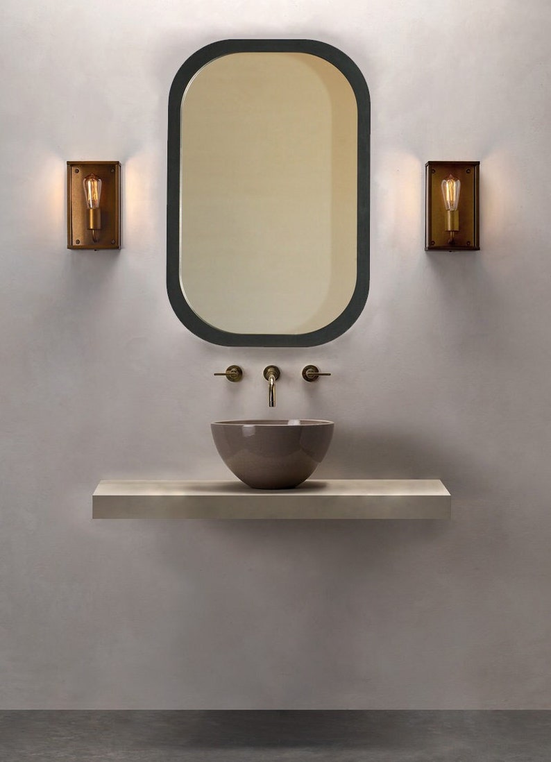 Solid wood modern wall mirror, Handcrafted mirror living room, Decorative bathroom mirror, Black framed wood mirror, Entryway room mirror image 6