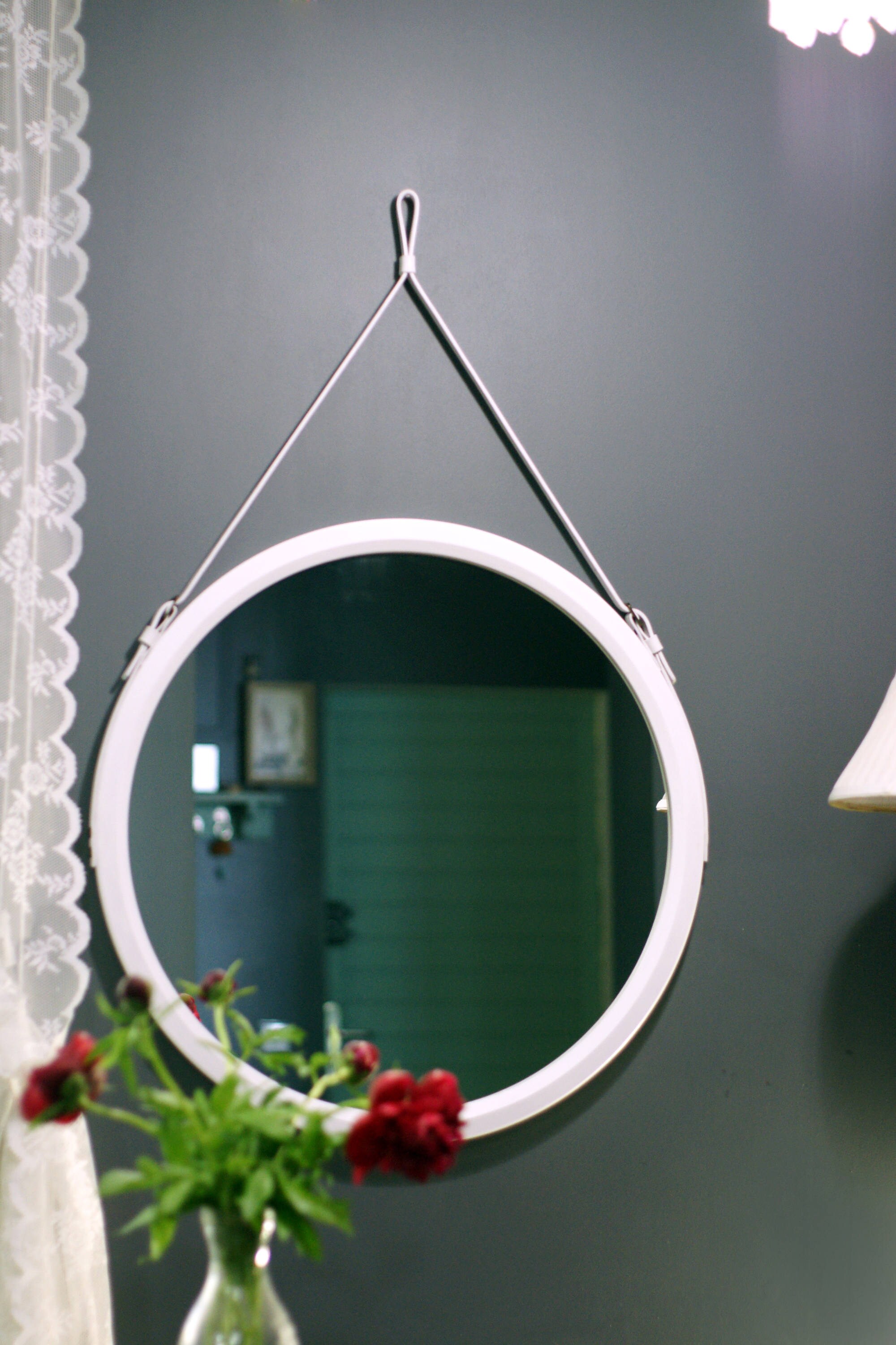 White Round Mirror Wall Mirror Home Decor Hanging Mirror Etsy