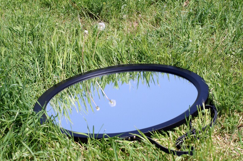 Black Round Mirror Hallway Wall Mirror Black Circle Mirror Etsy