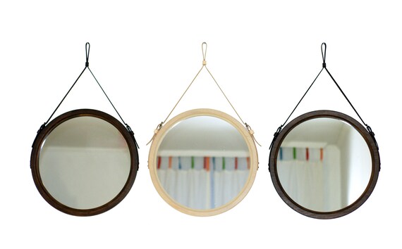 Round Mirror Leather Circle Scandinavian Style Round Mirror Leather Circle