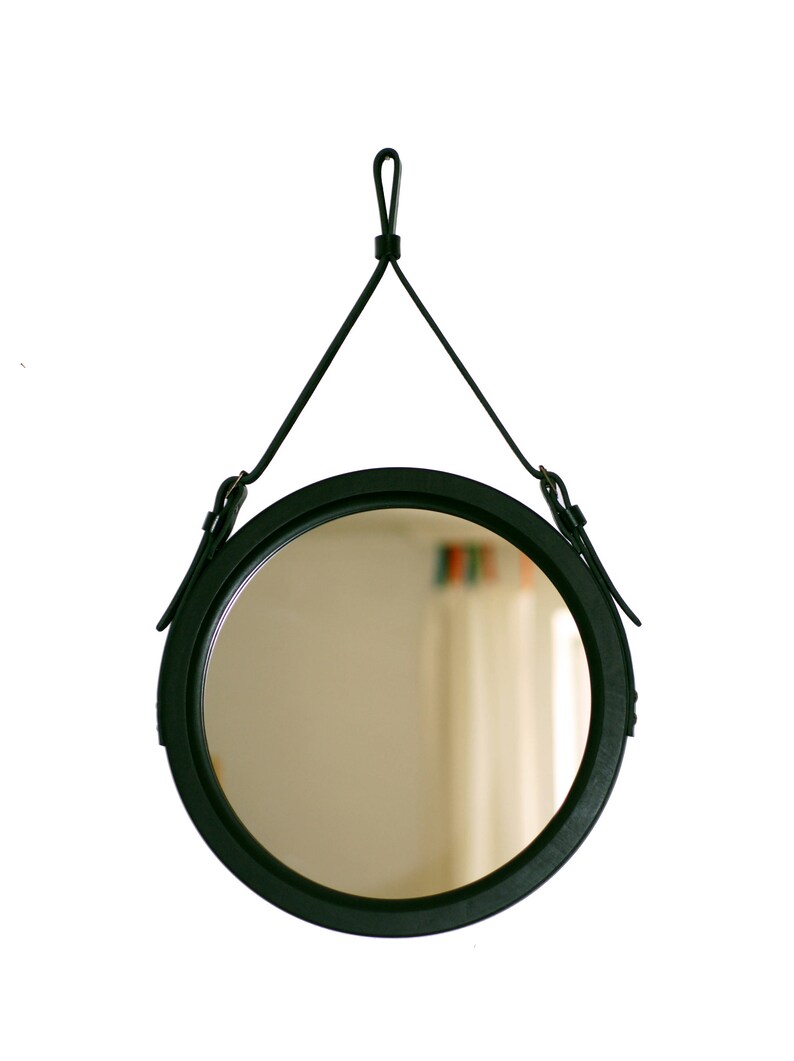 Black Round Mirror Hallway Wall Mirror Black Circle Mirror Etsy