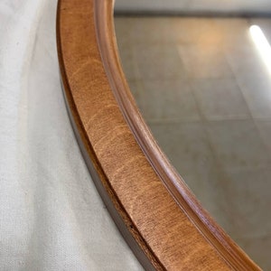 Round vanity mirror, Brown farmhouse mirror, Wood mirror, Modern mirror, Bathroom mirror, Leather mirror, Modern Wall Mirror, Hanging Mirror Chestnut