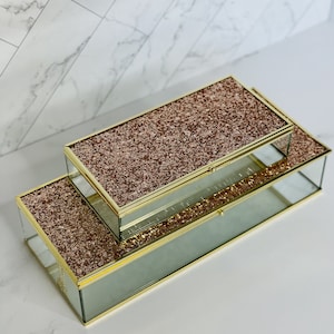 Rose Gold Glitter Box set of (2)