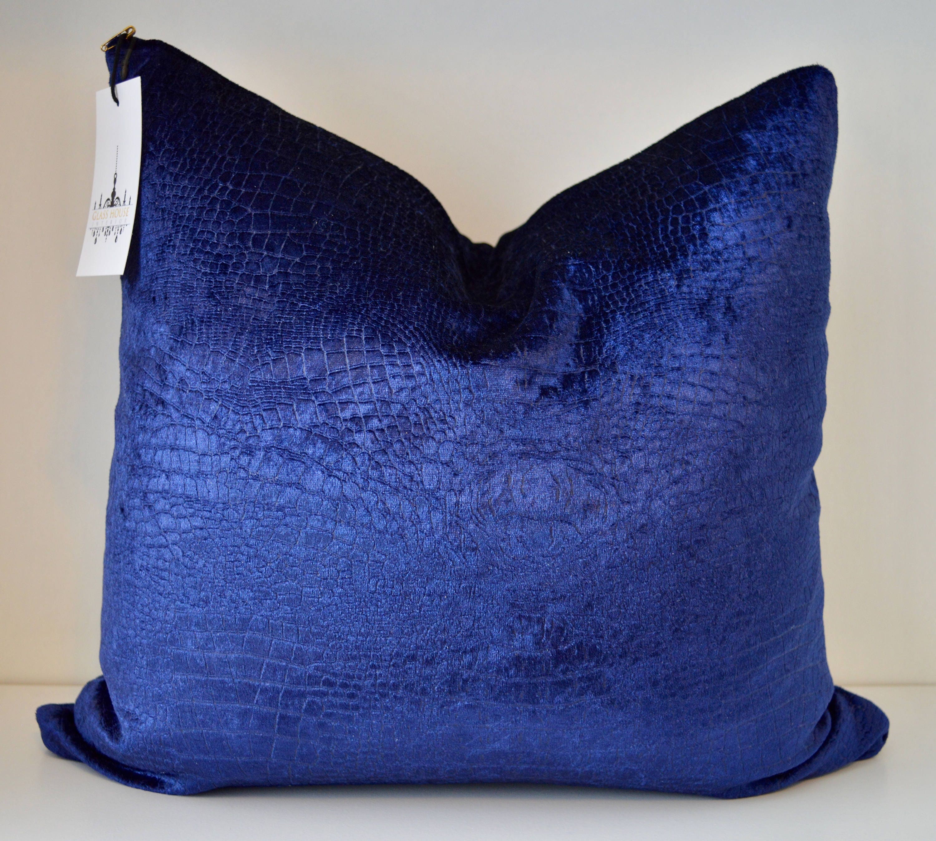 Royal Blue Croc Velvet Throw Pillow Etsy