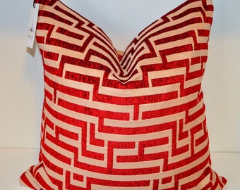 Red Desire Greek Key Pillow