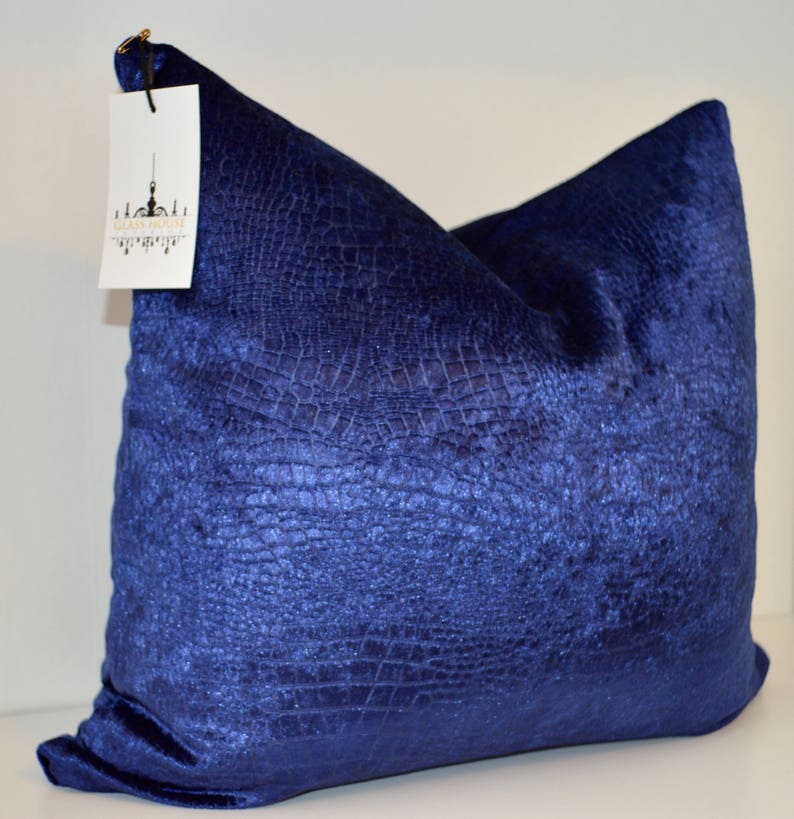 Royal Blue Croc Velvet Throw Pillow Etsy