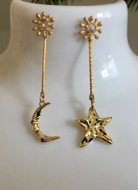 Etsy moon and shop star earrings