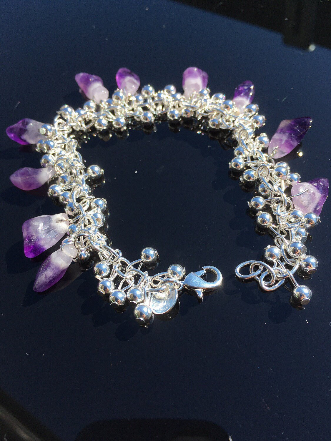 Amethyst jewelry set.Necklacebracelet. | Etsy