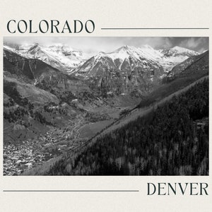 Denver, Colorado Post Card Stile Vintage: fotografia in bianco e nero