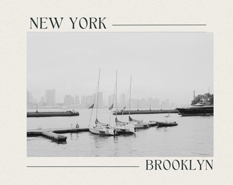 Postal de Brooklyn, Nueva York, estilo vintage: fotografía en blanco y negro
