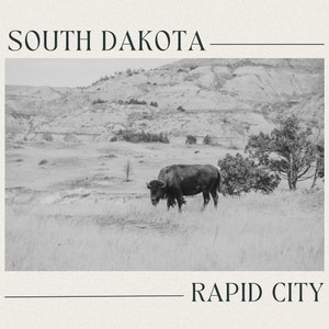 Dakota du Sud, carte postale vintage Style : photographie noir et blanc Rapid City, États-Unis