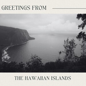 Greetings Hawaii, Post Card Vintage Style: black & white photography