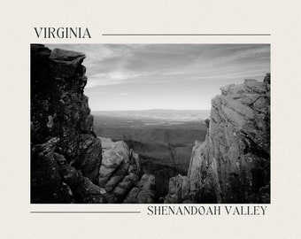 Shenandoah Valley, Virginia Post Card Vintage Style: fotografia em preto e branco