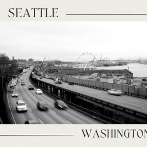 Carte postale vintage Seattle, Washington, style : photographie noir et blanc