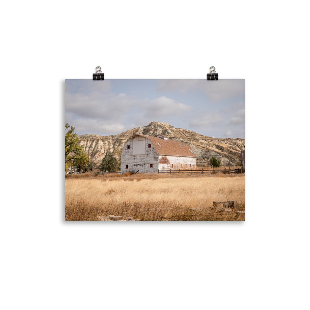 White Barn Poster - Etsy