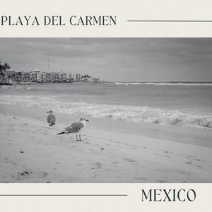 Style vintage de la carte Playa Del Carmen : photographie en noir et blanc