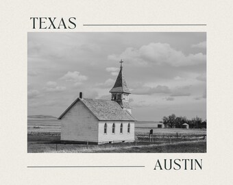 Austin,Texas Post Card Vintage Style: black & white photography