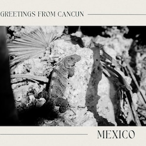 Cancun, Mexico Card Vintage Style: black & white photography