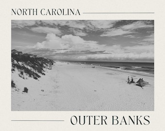 Outer Banks, Carolina do Norte Post Card Vintage Style: fotografia em preto e branco