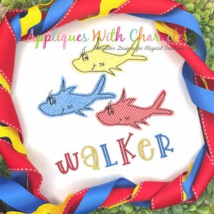 Roter Fisch Bohne Stitch Applikation Design