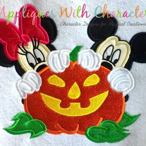 Mr Mouse Miss Mouse Halloween Pumpkin Applique Embroidery Design