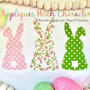 Drei Häschen Bohne Stich Applikation Design, Osterhase Applikation Designs, Drei Häschen Silhouette Applikation Designs