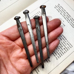 4x large antique coffin nails, oddities and curiosities, memento mori mourning art, Wiccan, pagan, spell supplies, antique decor, funeral
