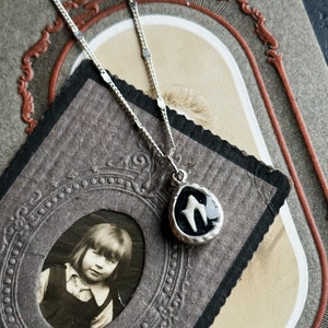 Ferret tooth necklace: hand hammered style silver gothic jewelry, oddities curiosities, whimsy trinkets, cottagecore, mourning