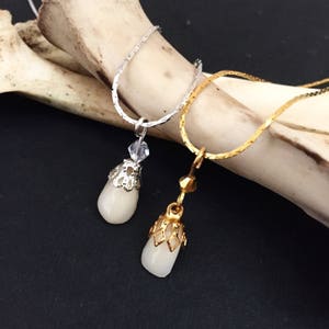 Human tooth and Swarovski crystal necklace - choose silver or gold - victorian jewelry and memento mori