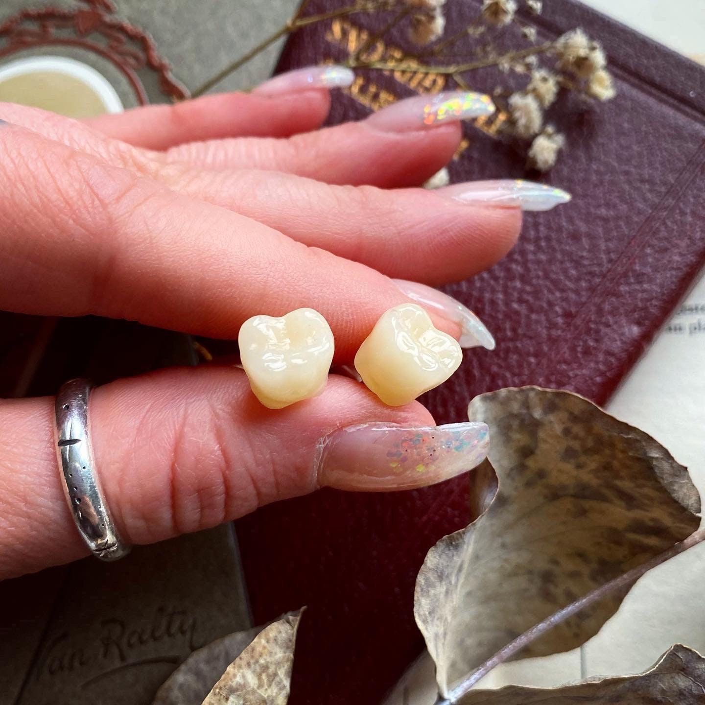 Human Molar Tooth Silver Cufflinks Gothic Cufflinks Memento Etsy