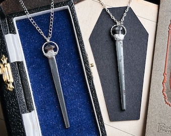 Coffin nail necklace, gothic jewelry, memento mori mourning art, oddities, curiosities, witchy pagan wiccan