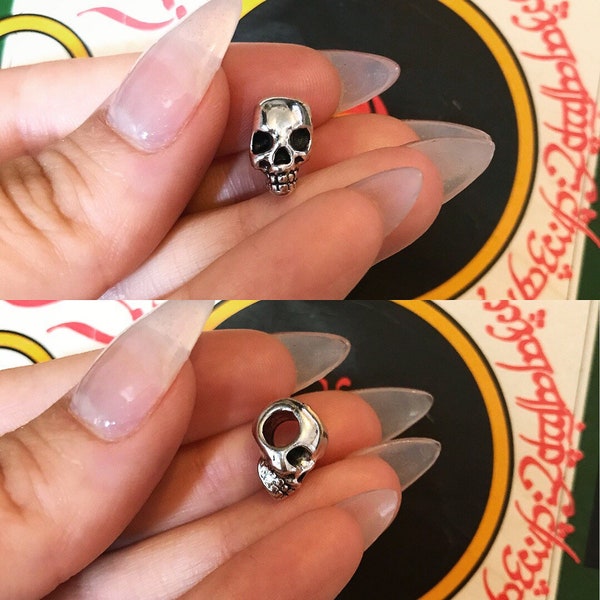Silver skull Pandora style bead charm, gothic bracelet, skull charms, bead charms, Halloween charms, gothic charms, gothic jewellery