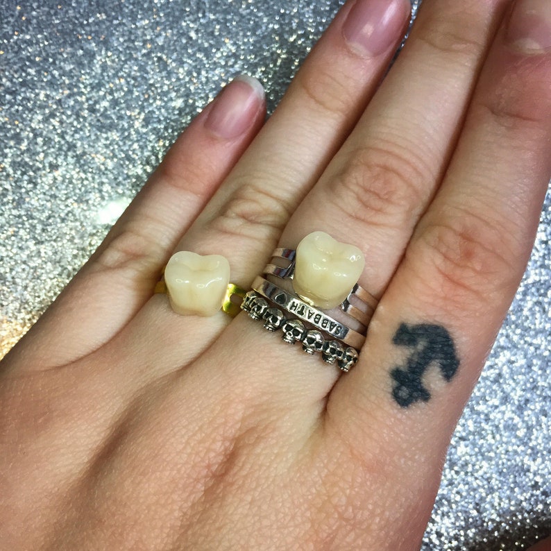 Gold or silver Human molar tooth ring Etsy