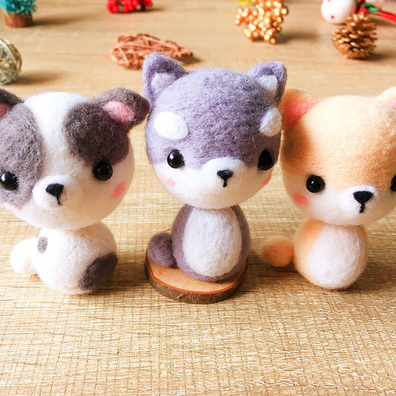 Needle felted felting kit project Animals dog cute for Etsy