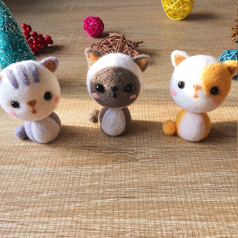 Needle felted felting kit project Animals cat cute for Etsy