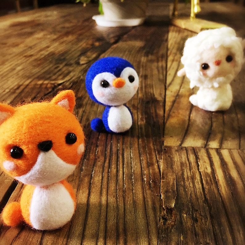 Needle felted felting kit project Animals cute for beginners Etsy